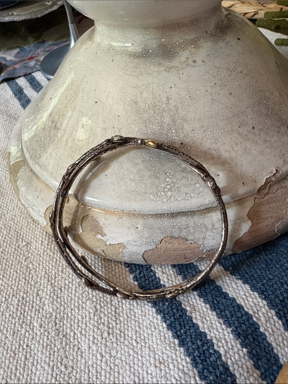 Dweck Diamond Sterling Silver & Gold Plated Oval Bangle Bracelet - Picture 7 of 10